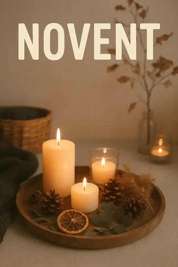 Novent mys med tända ljus